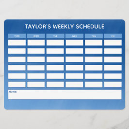 Simple Blue Ombre Weekly School Schedule