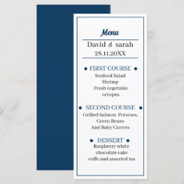 Simple Blue Personalisiert Wedding Menükarte