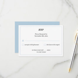 Simple Blue Personalisiert Wedding RSVP Karte