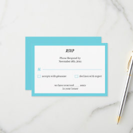 Simple Blue Personalisiert Wedding RSVP Karte