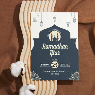Simple Blue Ramadan Iftar Invitation (Portrait)
