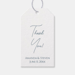 Simple Blue Script Vielen Dank Hochzeit Geschenkanhänger