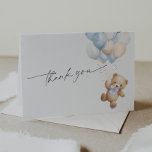 Simple Blue Teddy Bear Baby Boy Dusche Dankeskarte<br><div class="desc">Mit unserer Niedlichen Teddy Bear Baby Boy Shower Dankeschön an Sie. Mit einem zauberhaften Teddy Bären in Aquarellfarbe und einem süß-blauen Band ist es perfekt für die Freude Ihrer Babydusche geeignet. Jede Karte misst 5, 6 x 4 Zoll, wenn sie gefaltet ist, sodass sie bequem zu versenden und zu pflegen...</div>