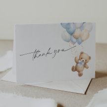 Simple Blue Teddy Bear Baby Boy Dusche