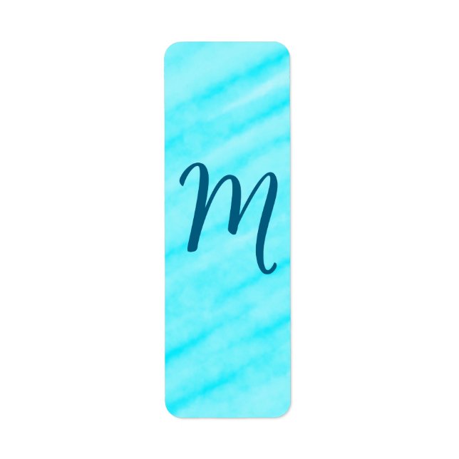 simple blue whi watercolor lines add your monogram (Vorne)