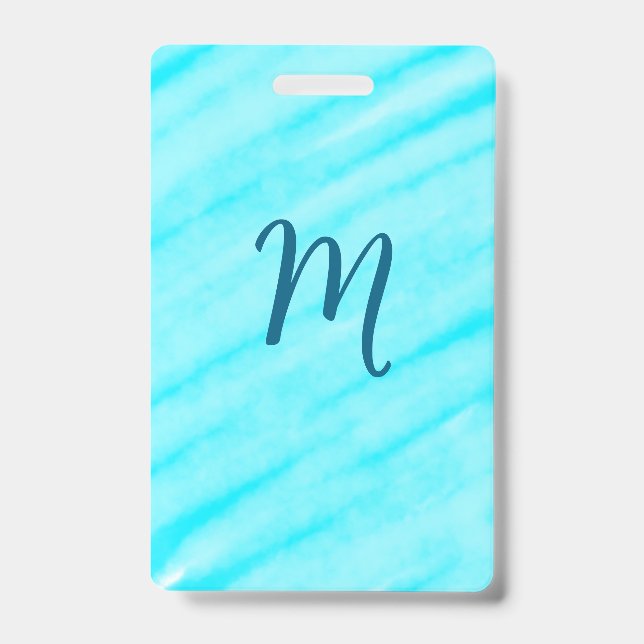 simple blue whi watercolor lines add your monogram ausweis (Vorderseite)