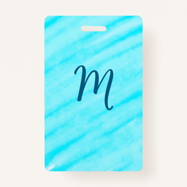 simple blue whi watercolor lines add your monogram ausweis (Vorderseite)