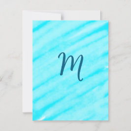 simple blue whi watercolor lines add your monogram postkarte