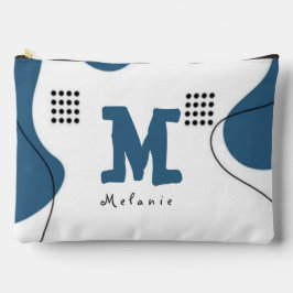Simple blue white Abstract minimal art Monogram Zubehörtasche