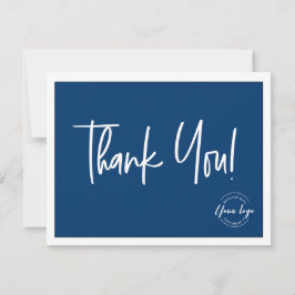 Simple Blue White Company Logo Social Vielen Dank Dankeskarte