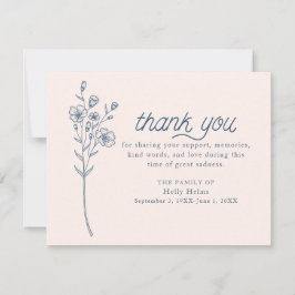 Simple Blue Wildblume Beileid Vielen Dank Notecard Dankeskarte