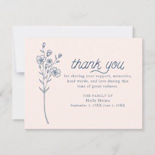 Simple Blue Wildblume Beileid Vielen Dank Notecard Dankeskarte