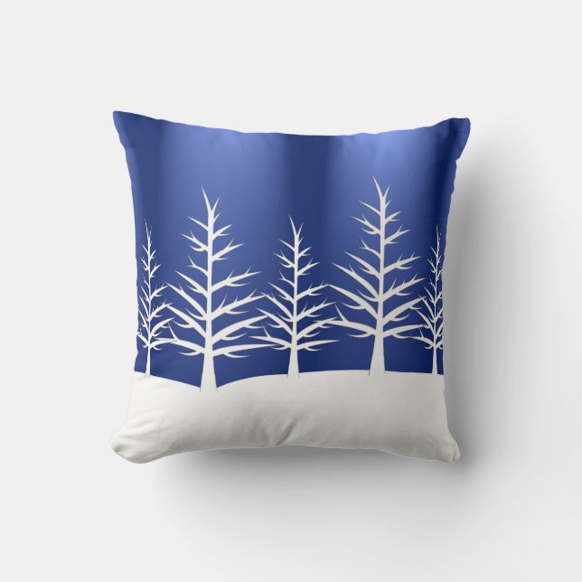 Simple Blue Winter Christmas Trees Kissen (Vorderseite)