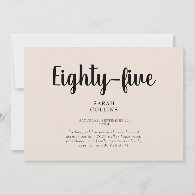Simple Blush Floral 85e anniversaire Invitation de (Devant)