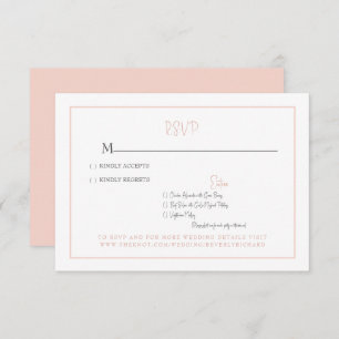 Simple Blush Modern Font Wedding Carte RSVP