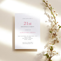 Simple Blush Pink 21ème anniversaire Invitation