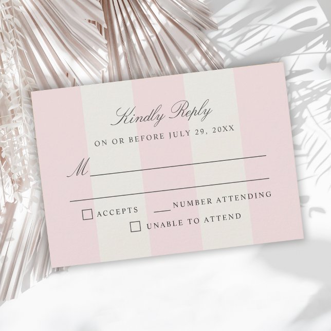 Simple Blush Pink Cabana Stripes Wedding RSVP (Von Creator hochgeladen)