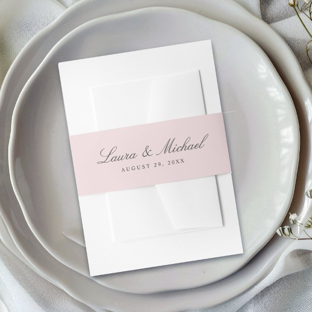 Simple Blush Pink Personalized Wedding Einladungsbanderole (Von Creator hochgeladen)