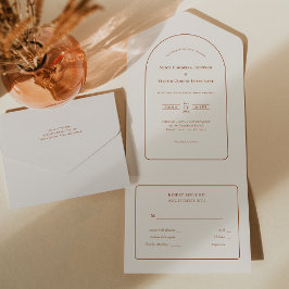 Simple Boho Arch Ivory Wedding RSVP All In One Einladung