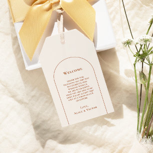 Simple Boho Arch Ivory Wedding Willkommen Geschenkanhänger