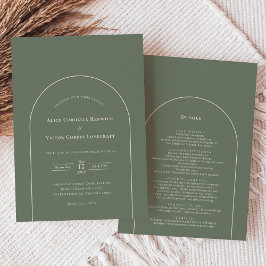 Simple Boho Arch Sage Green Wedding Details and Einladung