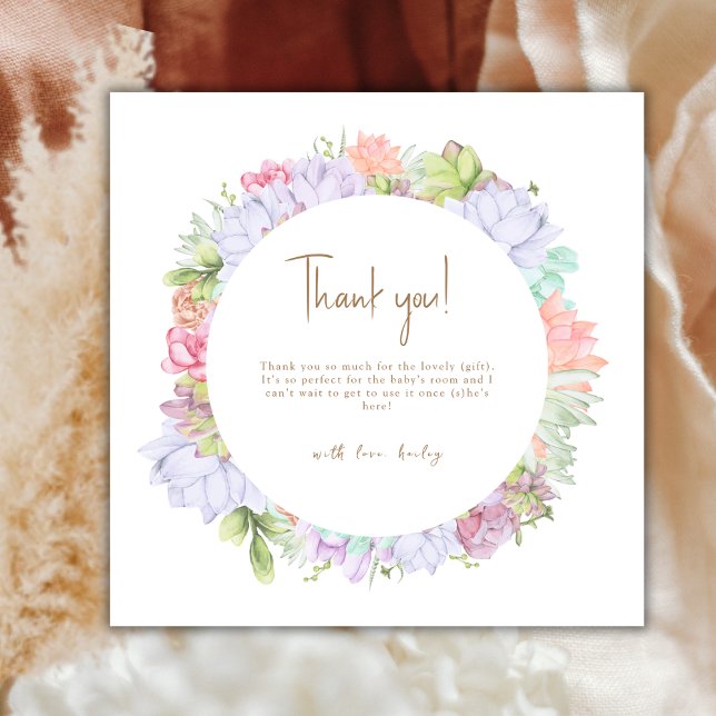 Simple Boho Cactus Desert Baby Shower Dankeskarte (Simple Boho Cactus Desert Baby Shower Thank You Card)
