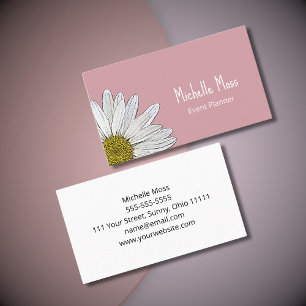 Simple Boho Daisy Botanical Girly Pink Visitenkarte