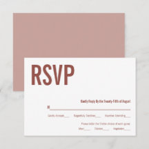 Simple Boho Dusty Rose Typographie Mariage RSVP
