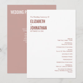 Simple Boho Dusty Rose Wedding Typografy Programm