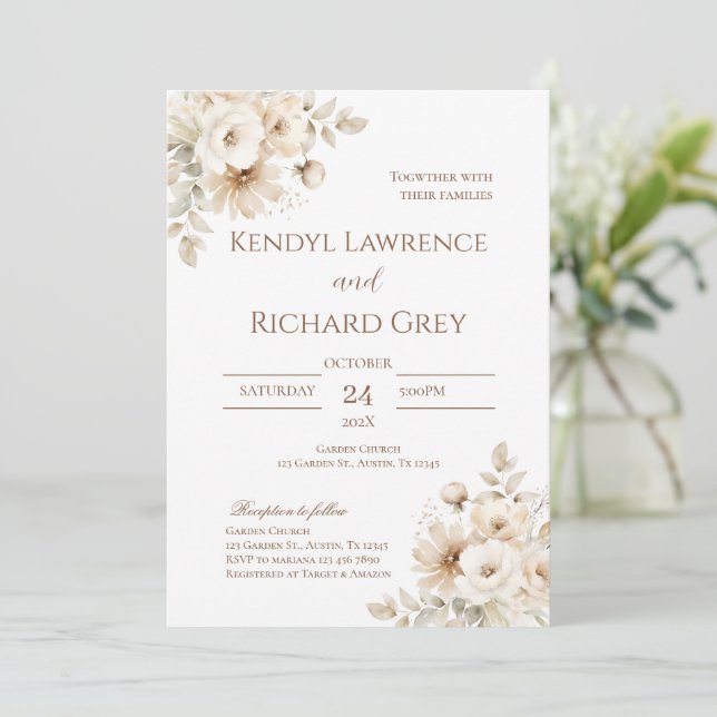 Simple Boho Elegant Wedding Invitation (Debout devant)