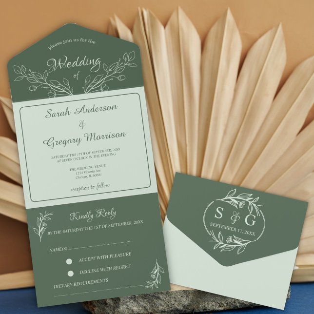 Simple Boho Floral tout en un mariage Invitation (Créateur téléchargé)