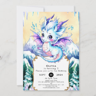 Simple Boho Ice Dragon Birthday Einladung
