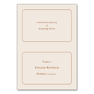 Simple Boho Ivory Entree Foldable Platzkarte Tischnummer