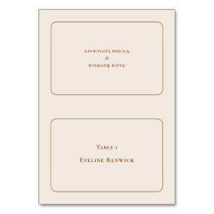 Simple Boho Ivory Wedding Foldable Platzkarte Tischnummer