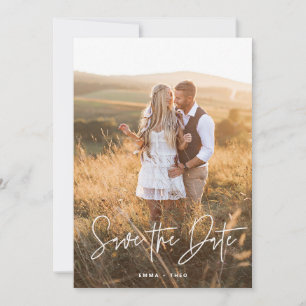 Simple Boho Moderne Schrift und modernes Foto Save The Date
