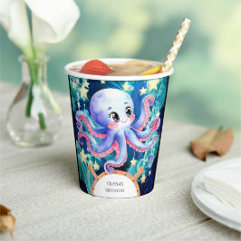 Simple Boho Octopus Birthday Pappbecher