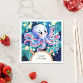 Simple Boho Octopus Birthday Serviette