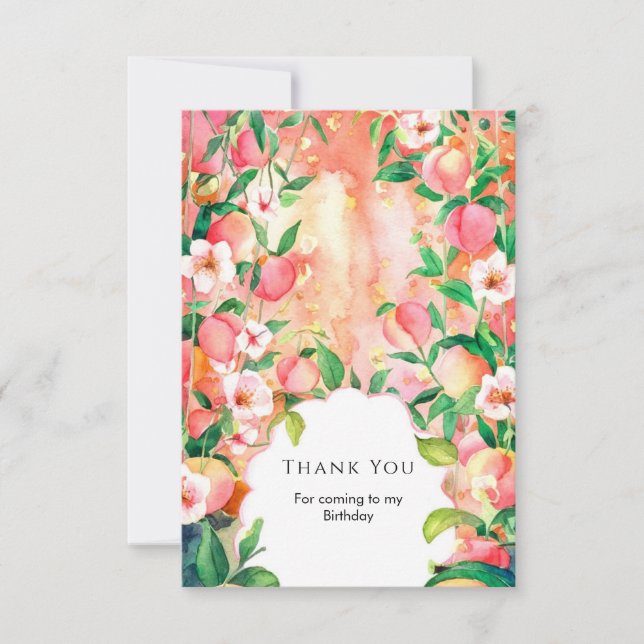 Simple Boho Peach Birthday Dankeskarte (Vorderseite)