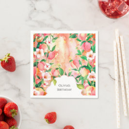 Simple Boho Peach Birthday Serviette
