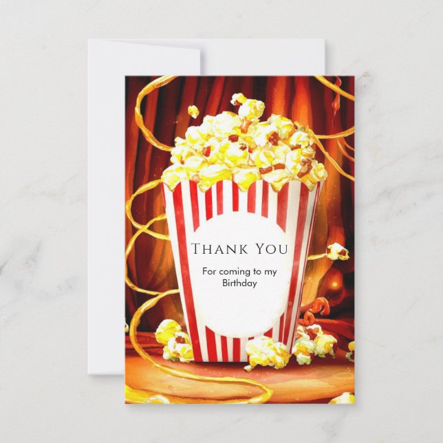 Simple Boho Popcorn Birthday Dankeskarte (Vorderseite)