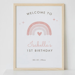 Simple Boho Rainbow 1st Birthday Affiche de bienve