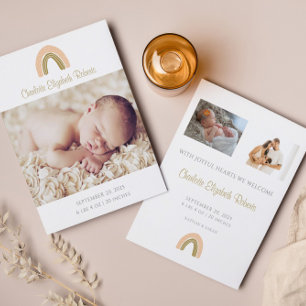 Simple Boho Rainbow Foto Birth Announction Card