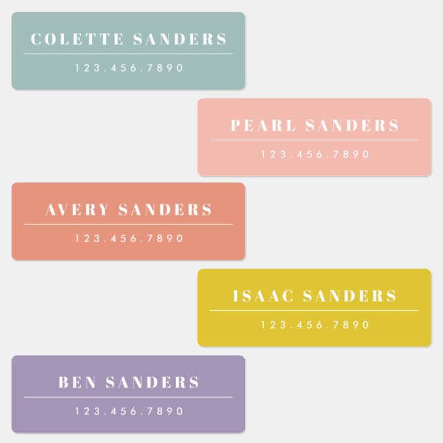 Simple Boho Rainbow Wassersicherer Name Etiketten (Gruppe)