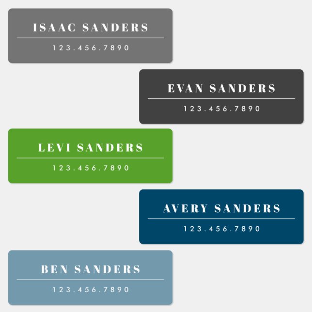 Simple Boho Rainbow Wassersicherer Name Etiketten (Gruppe)