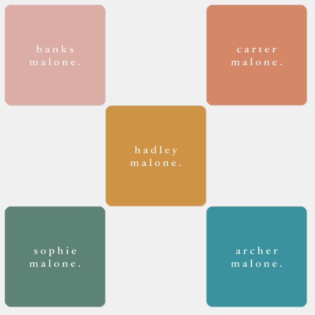 Simple Boho Rainbow Waterproof Nom Étiquettes (Groupe)