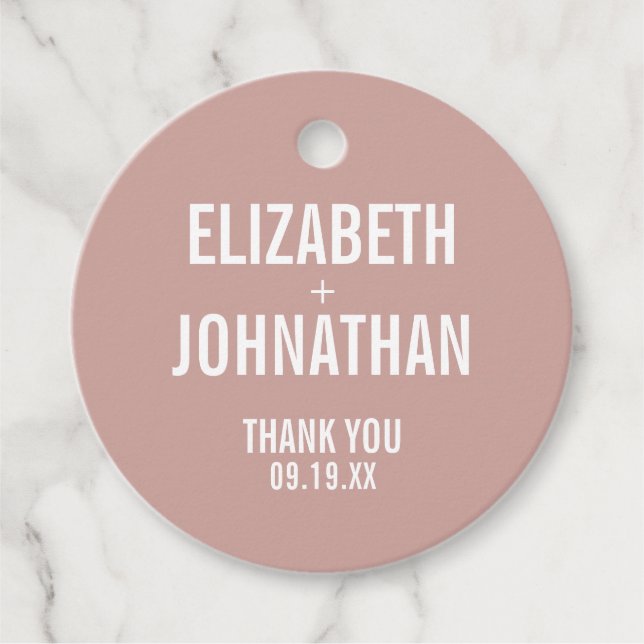 Simple Boho Rose Typografy Wedding Vielen Dank Geschenkanhänger (Vorderseite)