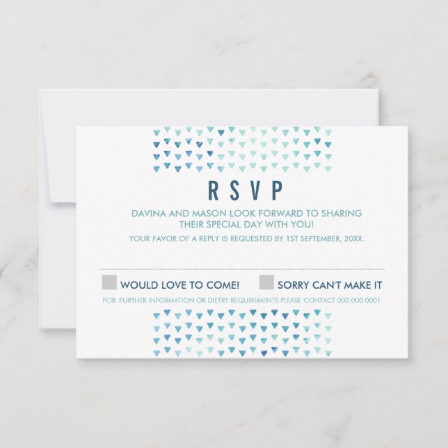 SIMPLE BOHO RSVP triangle moderne motif bleu (Devant)