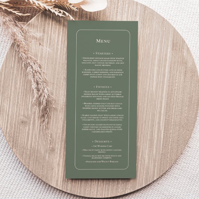 Simple Boho Sage Green Wedding Flat Menükarte (Von Creator hochgeladen)