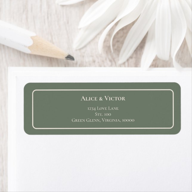 Simple Boho Sage Green Wedding Rücksendeadresse (Insitu)