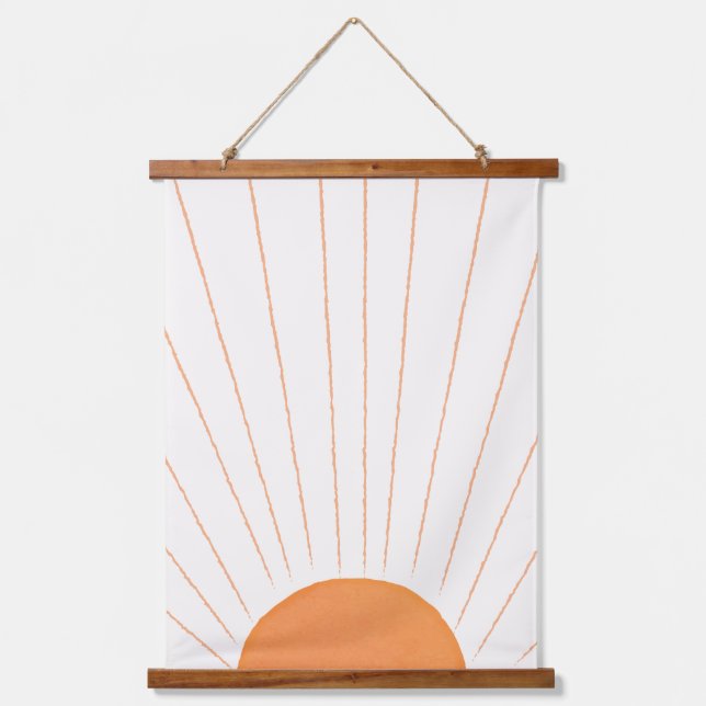 Simple Boho Sun Sunrise Wandteppich Mit Holzrahmen (Vorderseite)